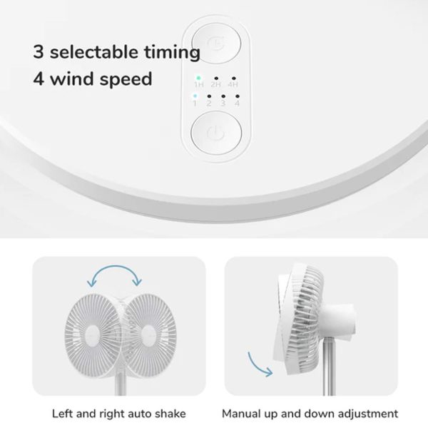 Jisulife Official Store Malaysia Portable Extendable Rechargeable Oscillating Fan