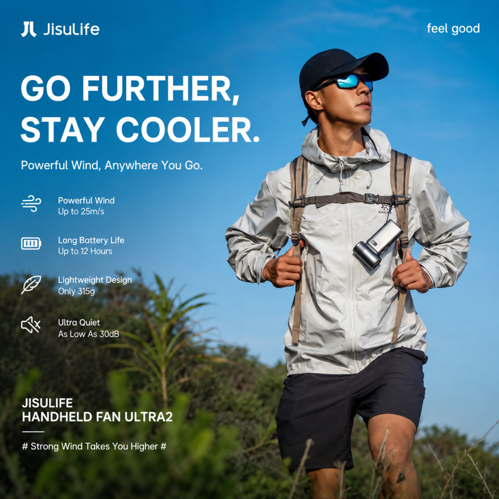 Jisulife Official Malaysia Ultra 2 Handheld Fan with Powerbank Feature