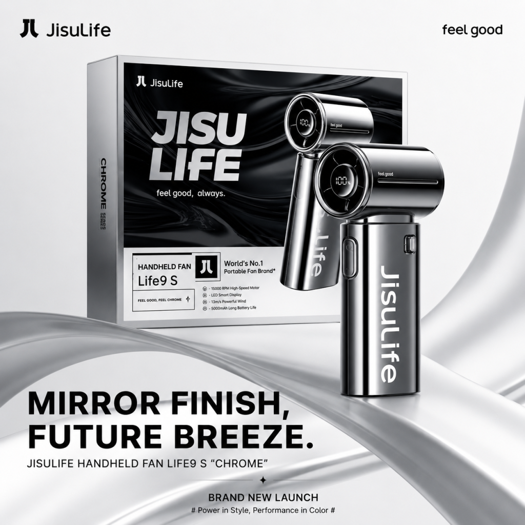 Jisulife Official Malaysia Life9S Limited Edition Compact Size Portable Handheld Fan Silver