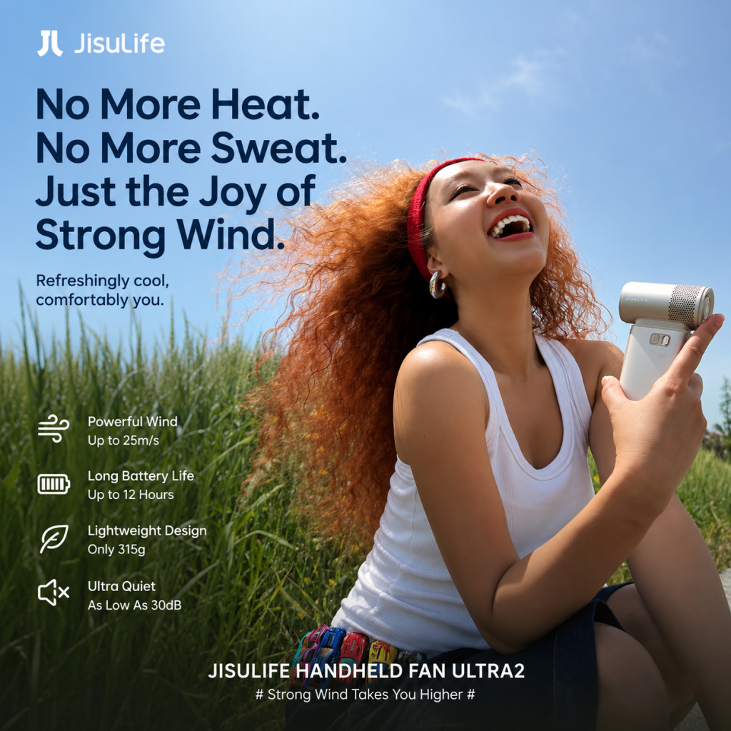 Jisulife Official Malaysia Ultra 2 Handheld Fan with Powerbank Feature
